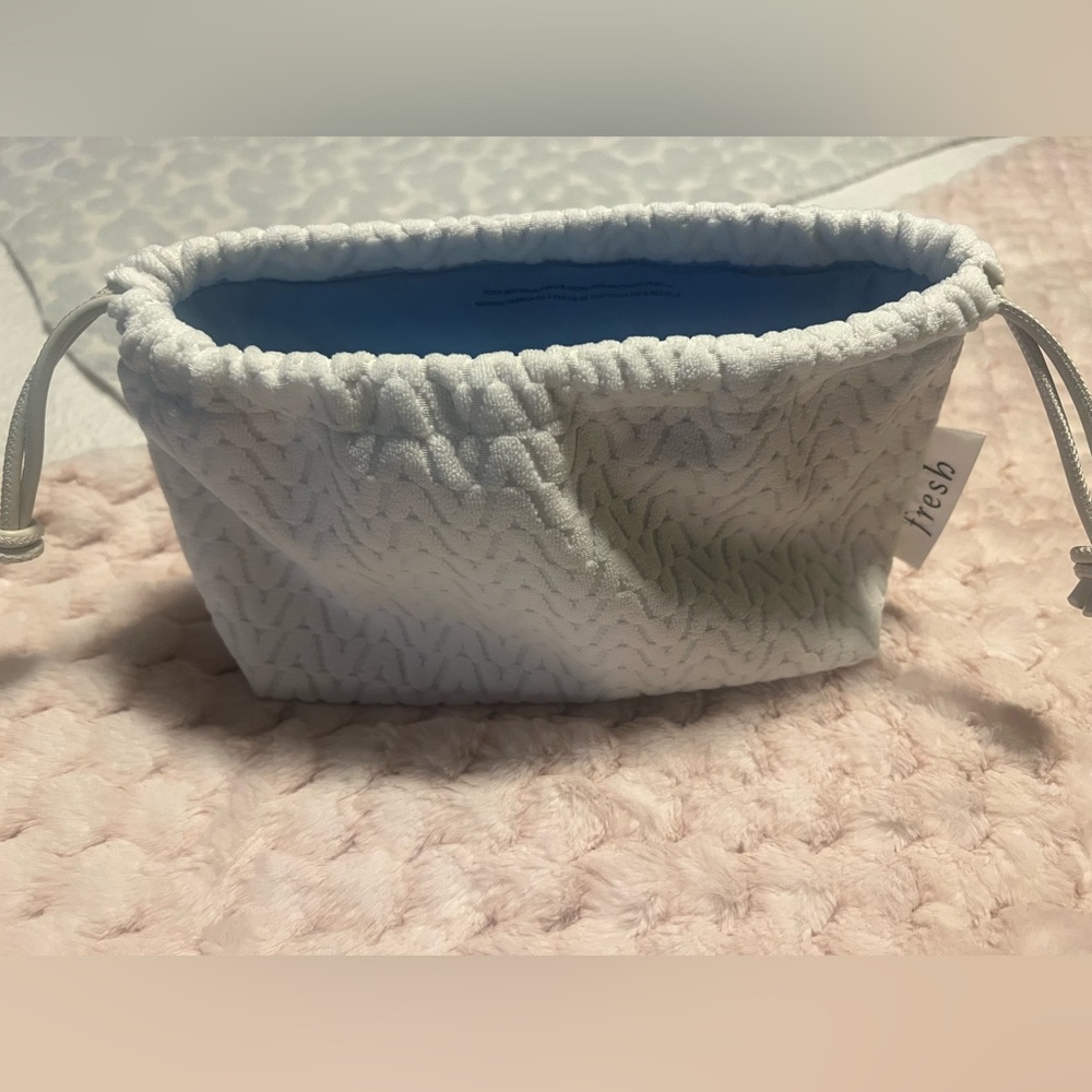 Fresh Quilted White Pouch with Drawstring